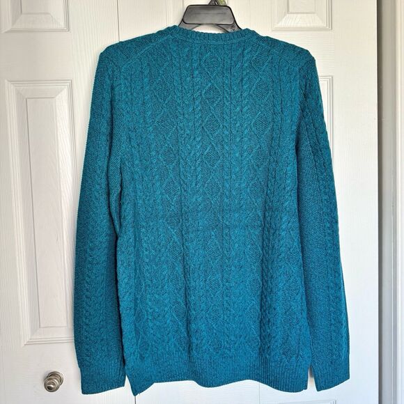 New Cable Knit Jumper Sweater Men’s Size LT Blue Teal Crewneck - Picture 5 of 17
